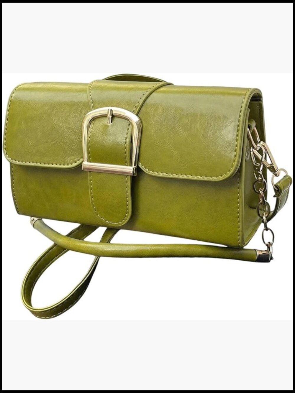 Faux Leather Shoulder Handbag Top Handle Crossbody Buckle Purse